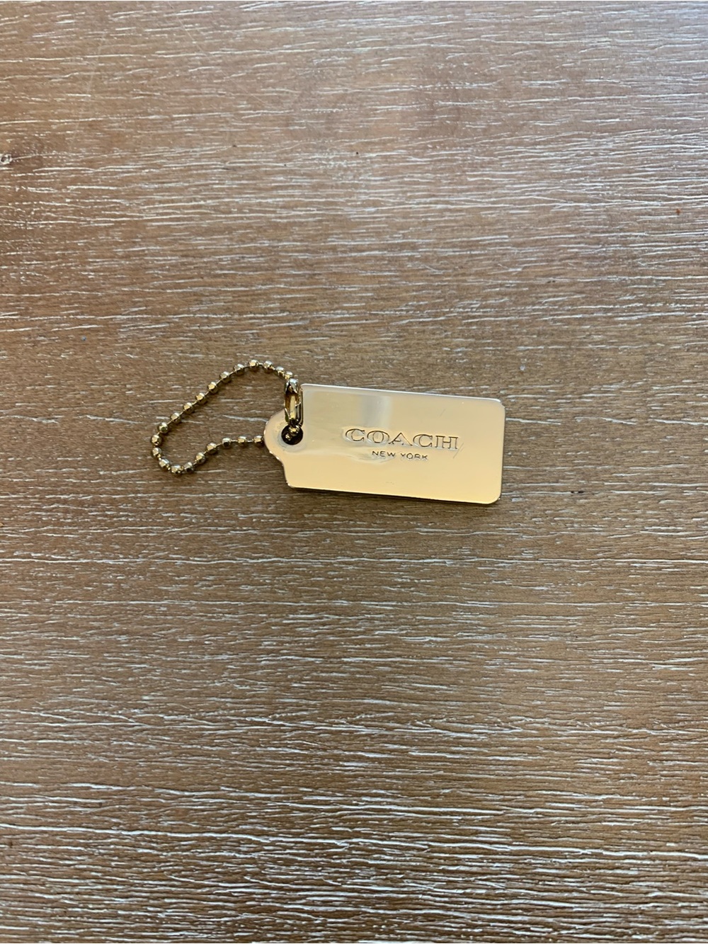 Coach Gold-Tone Engraved Dog Tag Key & Card Holder